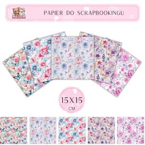 Papier do scrapbookingu Kwiaty Motyle 15x15, MaDam