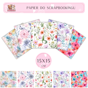 Papier do scrapbookingu Kwiaty 15x15, MaDam