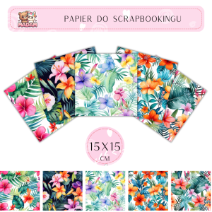 Papier do scrapbookingu Jungle Kwiaty 15x15, MaDam