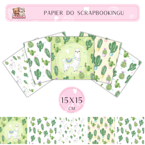 Papier do scrapbookingu Lama Kaktusy 15x15, MaDam