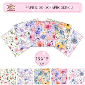 Papier do scrapbookingu Kwiaty 15x15, MaDam