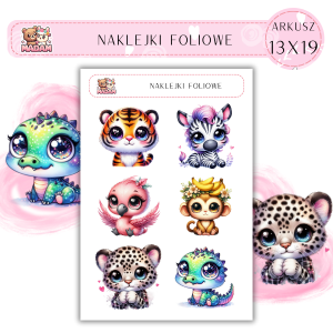 Naklejki foliowe Zwierzęta Safari 6 sztuk na arkuszu, MaDam