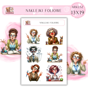Naklejki foliowe Nauczyciel 6 sztuk na arkuszu, MaDam