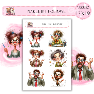 Naklejki foliowe Nauczyciel 6 sztuk na arkuszu, MaDam