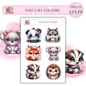 Naklejki foliowe Zwierzęta 6 sztuk na arkuszu, MaDam