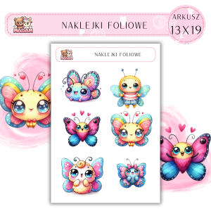 Naklejki foliowe Motyle 6 sztuk na arkuszu, MaDam