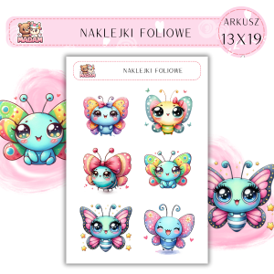 Naklejki foliowe Motyle 6 sztuk na arkuszu, MaDam