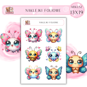 Naklejki foliowe Motyle 6 sztuk na arkuszu, MaDam