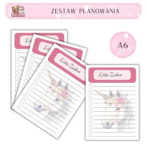 Zestaw Planowania Jednorożec A6 List Zadań, MaDam