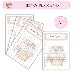 Zestaw Planowania Koty A5 Lista Zadań, MaDam