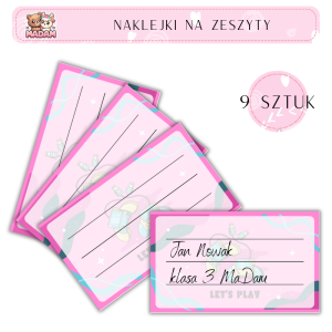 Naklejki do opisywania na zeszyty Let's Play 9 sztuk, MaDam