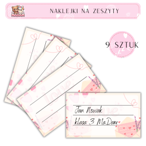 Naklejki do opisywania na zeszyty List 9 sztuk, MaDam