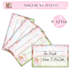 Naklejki do opisywania na zeszyty Księżniczka 9 sztuk, MaDam