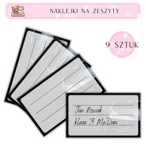 Naklejki do opisywania na zeszyty Samochód 9 sztuk, MaDam