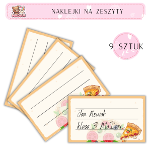 Naklejki do opisywania na zeszyty Pizza 9 sztuk, MaDam