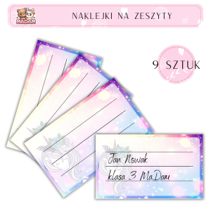 Naklejki do opisywania na zeszyty Unicorn 9 sztuk, MaDam