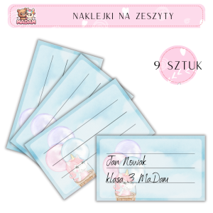 Naklejki do opisywania na zeszyty Unicorn 9 sztuk, MaDam