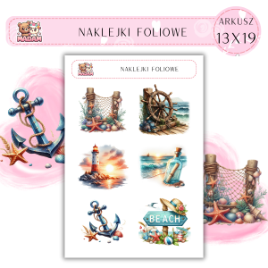 Naklejki foliowe Morze 6 sztuk na arkuszu, MaDam