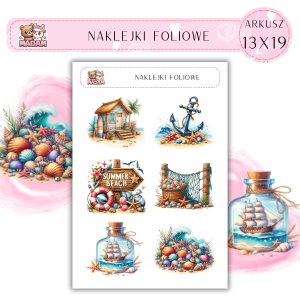 Naklejki foliowe Morze 6 sztuk na arkuszu, MaDam