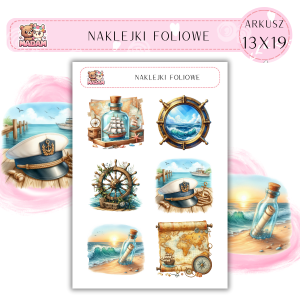 Naklejki foliowe Morze 6 sztuk na arkuszu, MaDam