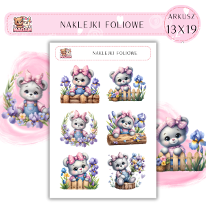 Naklejki foliowe Misie 6 sztuk na arkuszu, MaDam
