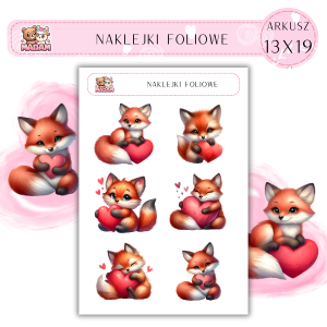 Naklejki foliowe Liski Love 6 sztuk na arkuszu, MaDam
