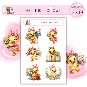 Naklejki foliowe Kaczuszka 6 sztuk na arkuszu, MaDam