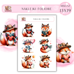 Naklejki foliowe Liski 6 sztuk na arkuszu, MaDam
