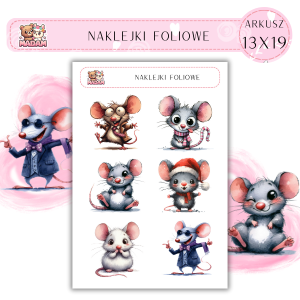 Naklejki foliowe Myszy 6 sztuk na arkuszu, MaDam
