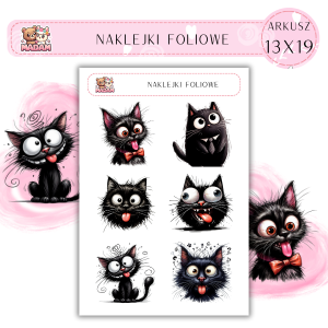 Naklejki foliowe Koty 6 sztuk na arkuszu, MaDam