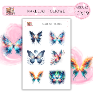Naklejki foliowe Motyle 6 sztuk na arkuszu, MaDam