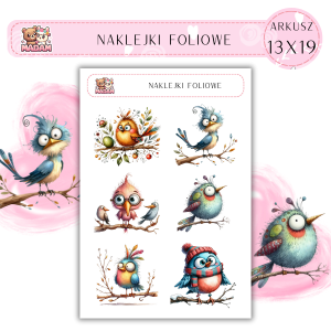 Naklejki foliowe Ptaki 6 sztuk na arkuszu, MaDam
