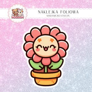 Naklejka foliowa pojedyncza, MaDam Kawaii kwiatek