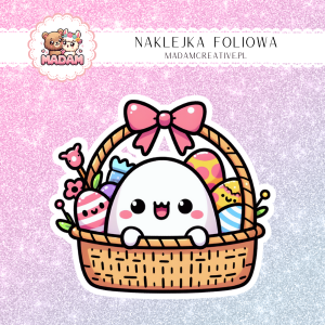 Naklejka foliowa pojedyncza, MaDam Kawaii koszyk wielkanocny
