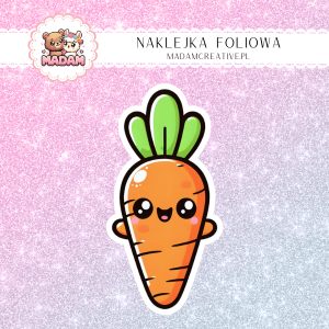 Naklejka foliowa pojedyncza, MaDam Kawaii marchewka