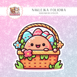 Naklejka foliowa pojedyncza, MaDam Kawaii koszyczek wielkanocny