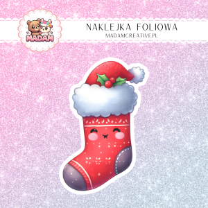 Naklejka foliowa pojedyncza, MaDam Kawaii Świąteczna Skarpeta