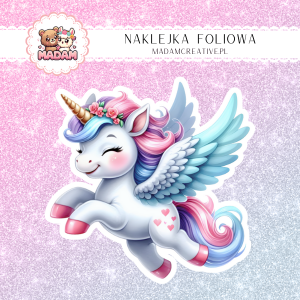 Naklejka foliowa pojedyncza, MaDam Unicorn Jednorożec Czarodziejska Przełęcz
