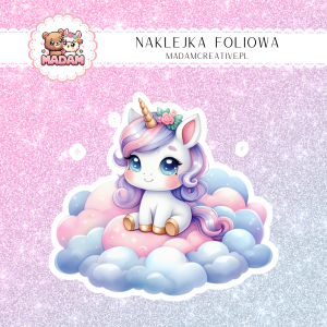 Naklejka foliowa pojedyncza, MaDam Unicorn Jednorożec Lśniący Promyk
