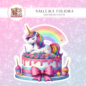 Naklejka foliowa pojedyncza, MaDam Tort Unicorn Fantazja