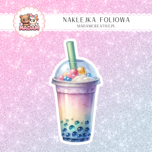 Naklejka foliowa pojedyncza, Bubble Tea MaDam - Jagodowy Błysk