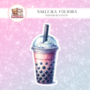 Naklejka foliowa pojedyncza,Bubble Tea MaDam - Malinowa Eksplozja