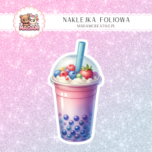 Naklejka foliowa pojedyncza, Bubble Tea MaDam - Waniliowy Szok