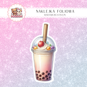 Naklejka foliowa pojedyncza, Bubble Tea MaDam - Różana Rozkosz