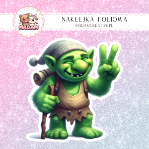 Naklejka foliowa pojedyncza, MaDam Goblin Heniek Podróżnik