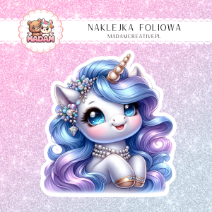 Naklejka foliowa pojedyncza, MaDam Unicorn Jednorożec  Lśniąca Tęcza