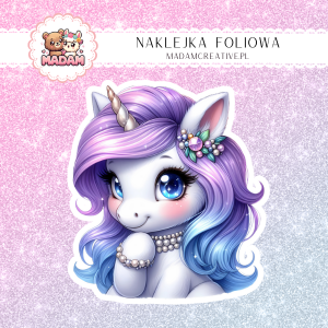 Naklejka foliowa pojedyncza, MaDam Unicorn Jednorożec Zorza Polarna