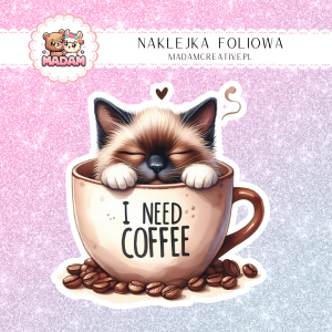 Naklejka foliowa pojedyncza, MaDam Kot Latte
