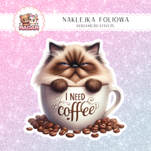Naklejka foliowa pojedyncza, MaDam Kot Espresso