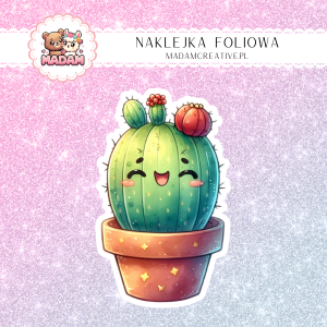 Naklejka foliowa pojedyncza, MaDam Kawaii Kaktus 2